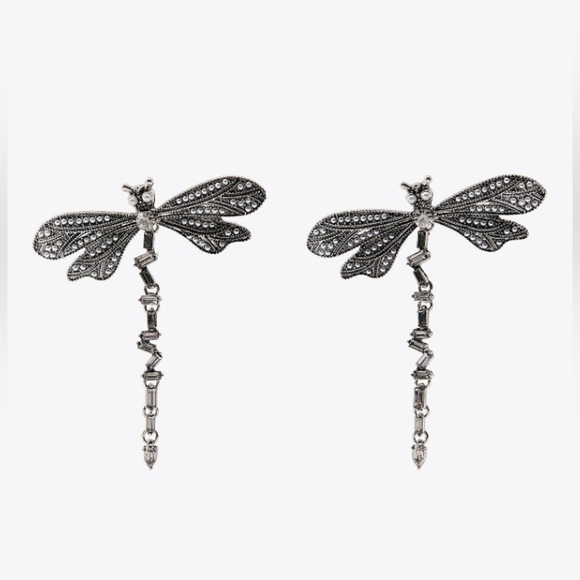 Zara Sparkly Dragonfly Earrings - Picture 2 of 3